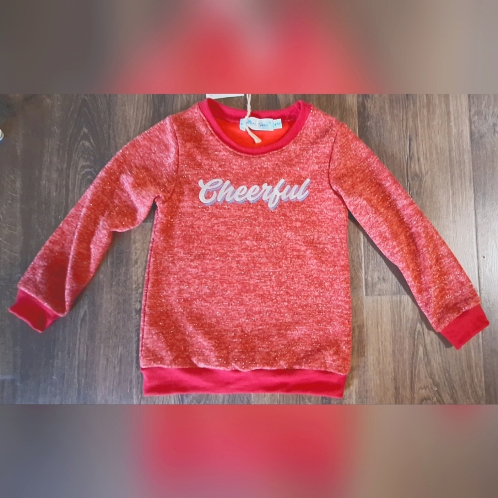 SOUTHERN GRACE RED AND WHITE CHEERFUL SWEATER. NWT